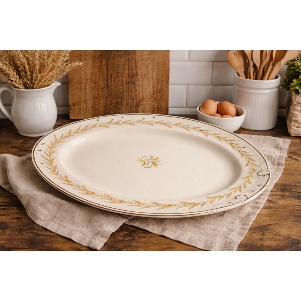 Vintage Homer Laughlin Eggshell Georgian Golden Wheat Oval Serving Platter 16"
